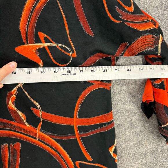 Lior Blouse Women L Large Black Geometric Long Sleeve Round Neck Pullover Casual - Picture 6 of 8